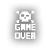 Game Over Sticker 17x17 Cm Beyaz