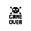 Game Over Sticker 17x17 Cm Siyah
