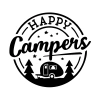 Happy Campers Sticker 17x17 Cm Siyah