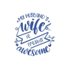 My Husband Wife Awesome Sticker 17x17 Cm Mavi