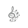 Müzik ve Nota Sticker 17x17 Cm Gri