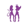 Şeytan ve Melek Kadın Araba Stickeri 17x17 Cm Mor