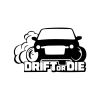 Drift or Die Araba Stickeri 17x17 Cm Siyah