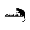 Satranç Oynayan Kedi Fare Araba Sticker 17x17 Cm Siyah