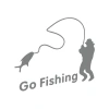 Go Fishing Araba Sticker 17x17 Cm Gri