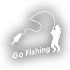 Go Fishing Araba Sticker 17x17 Cm Beyaz