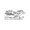Beep Beep Araba Sticker 17x17 Cm Gri