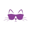 Güneş Gözlüğü Takan Kedi Araba Sticker 17x17 Cm Mor