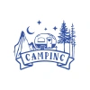 Camping Araba Sticker  17x17 Cm Mavi