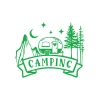 Camping Araba Sticker  17x17 Cm Yeşil