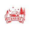 Camping Araba Sticker  17x17 Cm Kırmızı