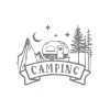 Camping Araba Sticker  17x17 Cm Gri