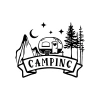 Camping Araba Sticker  17x17 Cm Siyah