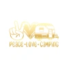 Peace Love Camping Araba Sticker  17x17 Cm Gold