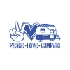 Peace Love Camping Araba Sticker  17x17 Cm Mavi