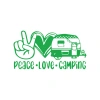 Peace Love Camping Araba Sticker  17x17 Cm Yeşil