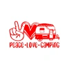 Peace Love Camping Araba Sticker  17x17 Cm Kırmızı