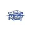 Mustang Araba Silüet Sticker 17x17 Cm Mavi