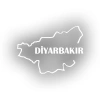 Diyarbakır Harita Araba Sticker 17x17 Cm Beyaz