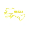 Muğla Harita Araba Sticker 17x17 Cm Sarı