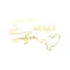 Muğla Harita Araba Sticker 17x17 Cm Gold