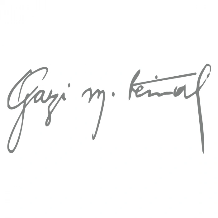 Gazi Mustafa Kemal İmzası Sticker17x17 Cm Gri