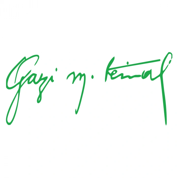 Gazi Mustafa Kemal İmzası Sticker17x17 Cm Yeşil