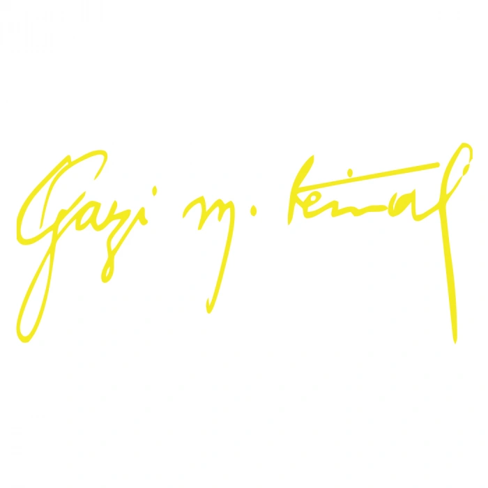 Gazi Mustafa Kemal İmzası Sticker17x17 Cm Sarı