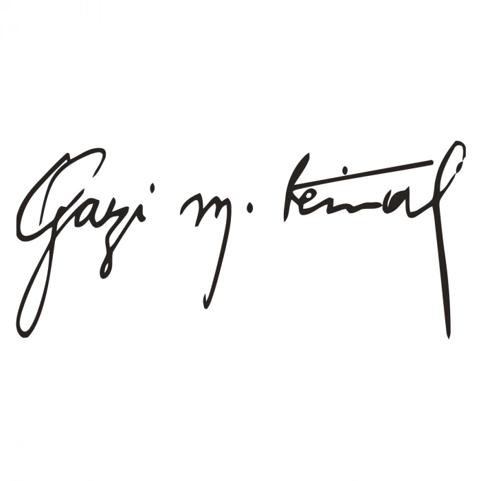 Gazi Mustafa Kemal İmzası Sticker17x17 Cm Siyah