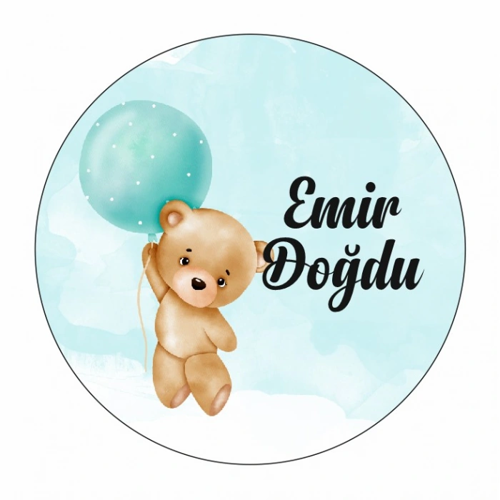 Yuvarlak Yeni Doğan Ayıcık Kına Nişan Düğün 3x3 cm özel etiket / 50 adet sticker