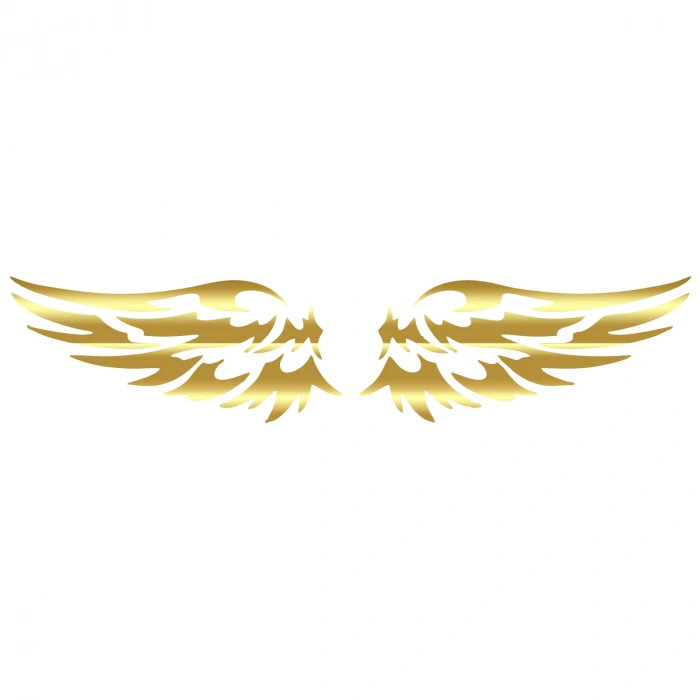 Çift Kanat Oto Logo Sticker  17x17 Cm Gold