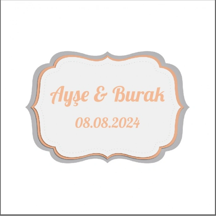 Tucuncu Desenli Kına Nişan Düğün 3x3 cm özel etiket / 50 adet sticker