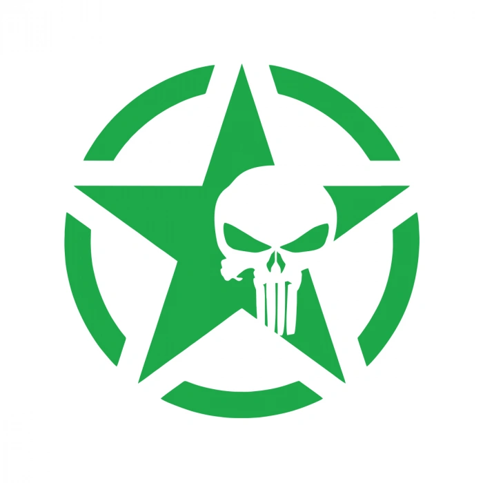 Yıldız Punisher Kurukafa Sticker17x17 Cm Yeşil