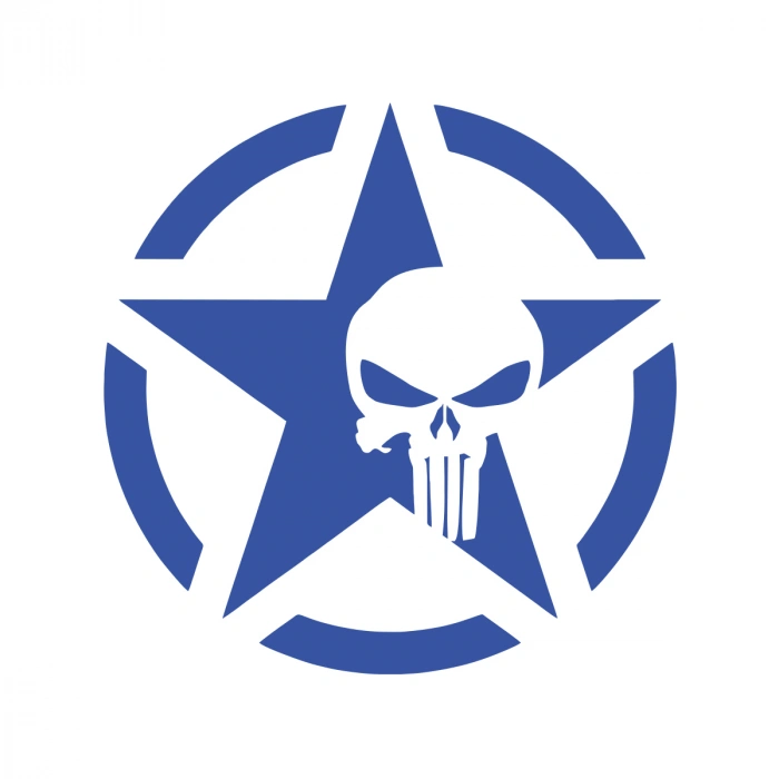 Yıldız Punisher Kurukafa Sticker17x17 Cm Mavi