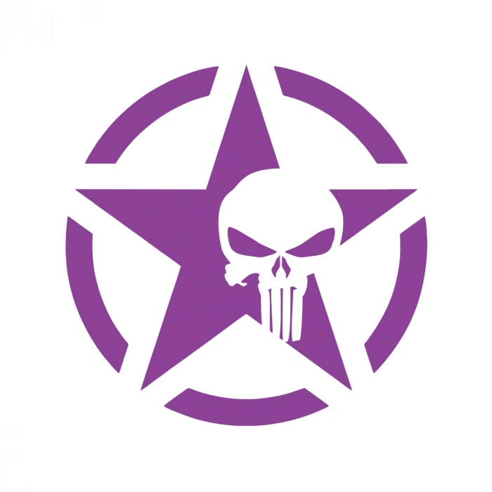 Yıldız Punisher Kurukafa Sticker17x17 Cm Mor