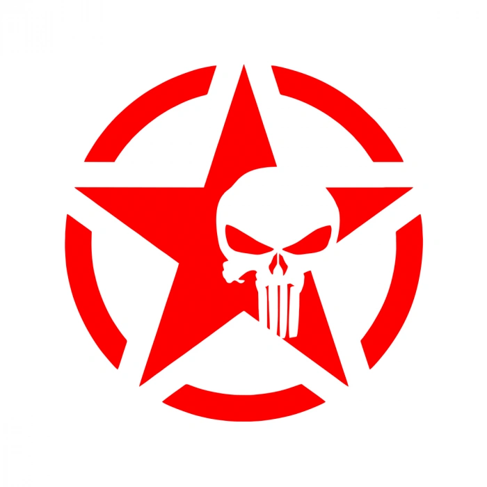 Yıldız Punisher Kurukafa Sticker17x17 Cm Kırmızı