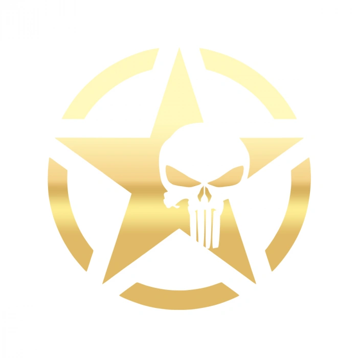 Yıldız Punisher Kurukafa Sticker17x17 Cm Gold