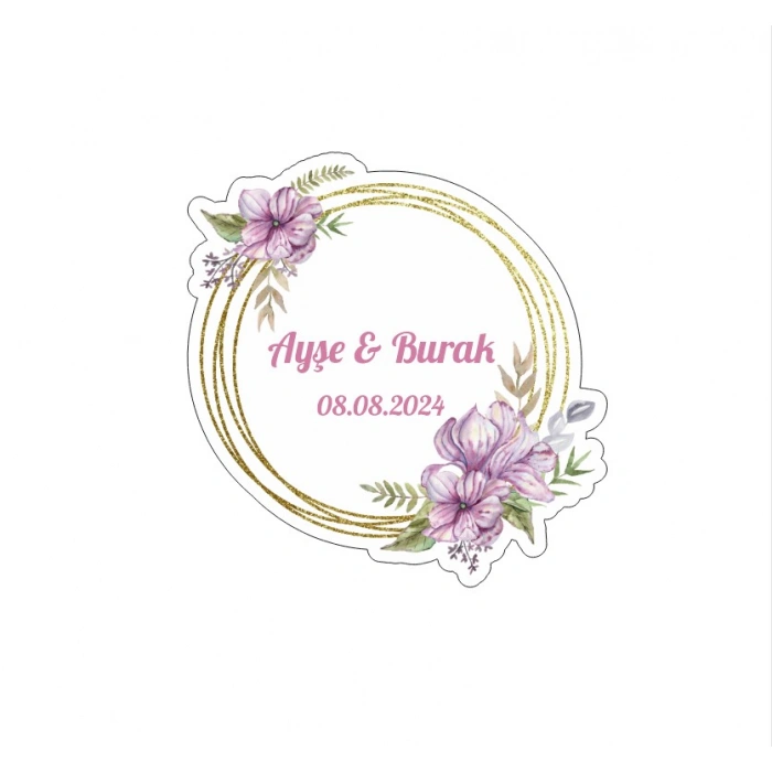 Kalpli Kına Nişan Düğün 3x3 cm özel etiket / 50 adet sticker