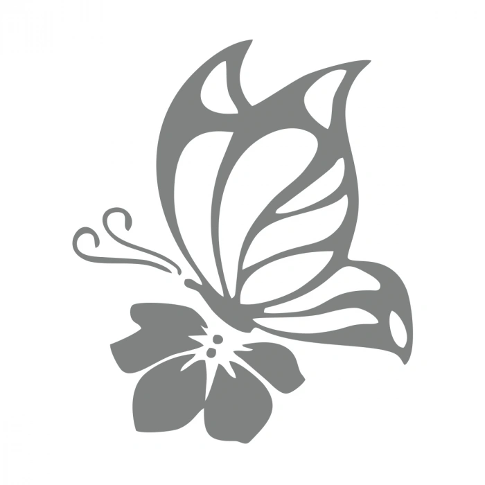 Yıldız ve Kelebek Sticker17x17 Cm Gri