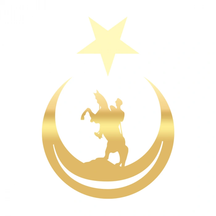 Ay Yıldız İçinde Atatürk Silüeti Sticker17x17 Cm Gold