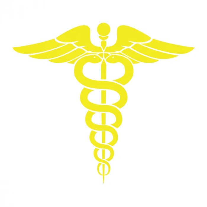 Tıp Logosu  Oto Sticker, Araba Sticker17x17 Cm Sarı