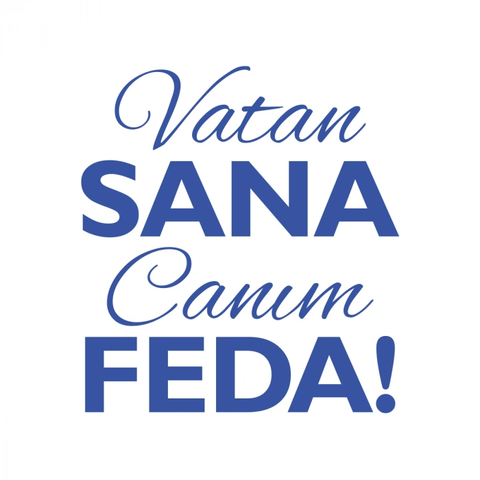 Vatan Sana Canım Feda Sticker17x17 Cm Mavi