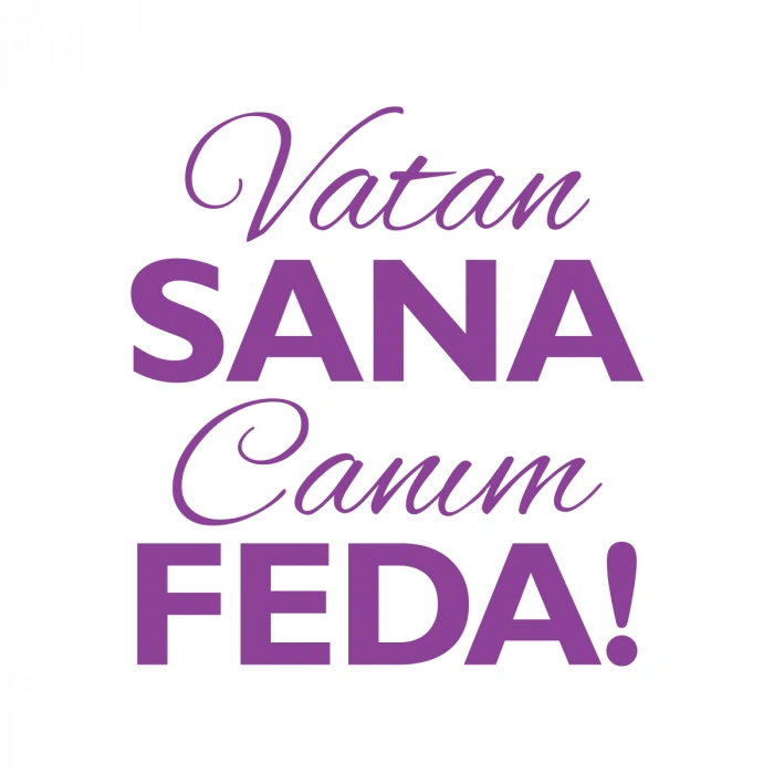 Vatan Sana Canım Feda Sticker17x17 Cm Mor