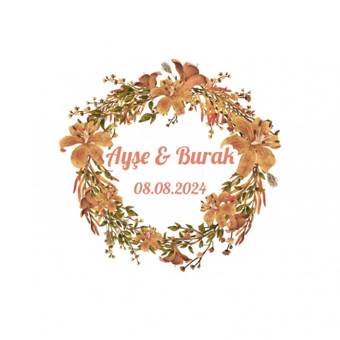 Yuvarlak Çiçekli Kına Nişan Düğün 3x3 cm özel etiket / 50 adet sticker