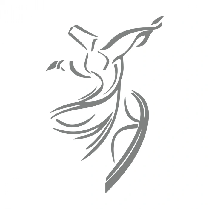 Mevlana Silüet Sticker17x17 Cm Gri