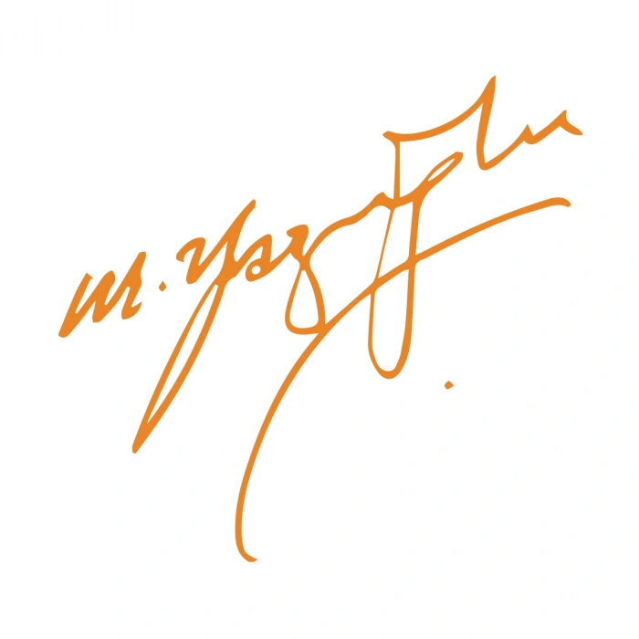 Muhsin Yazıcıoğlu İmza Sticker17x17 Cm Turuncu