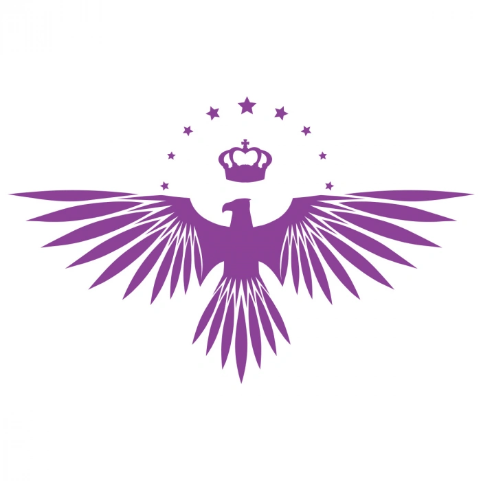 Yıldızlı Kartal  Oto Sticker17x17 Cm Mor