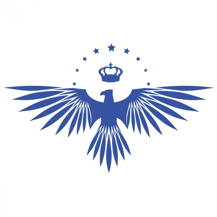 Yıldızlı Kartal  Oto Sticker17x17 Cm Mavi