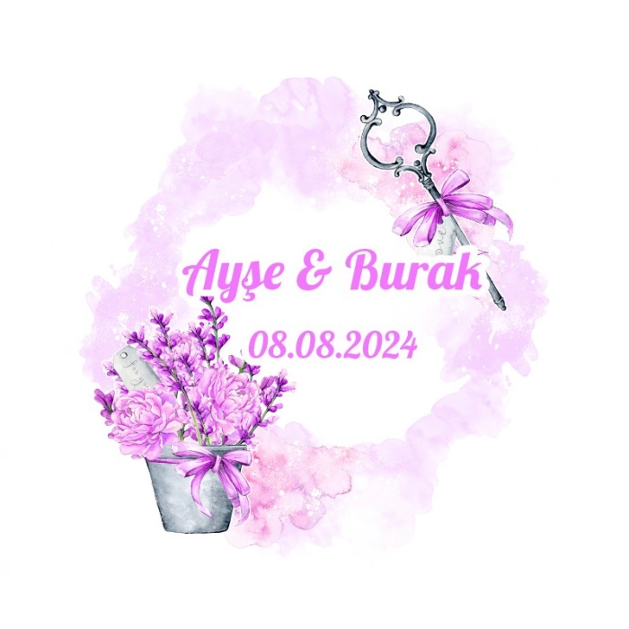 Parisienne Şık Düğün Etiketi Kına Nişan Düğün 3x3 cm özel etiket / 50 adet sticker