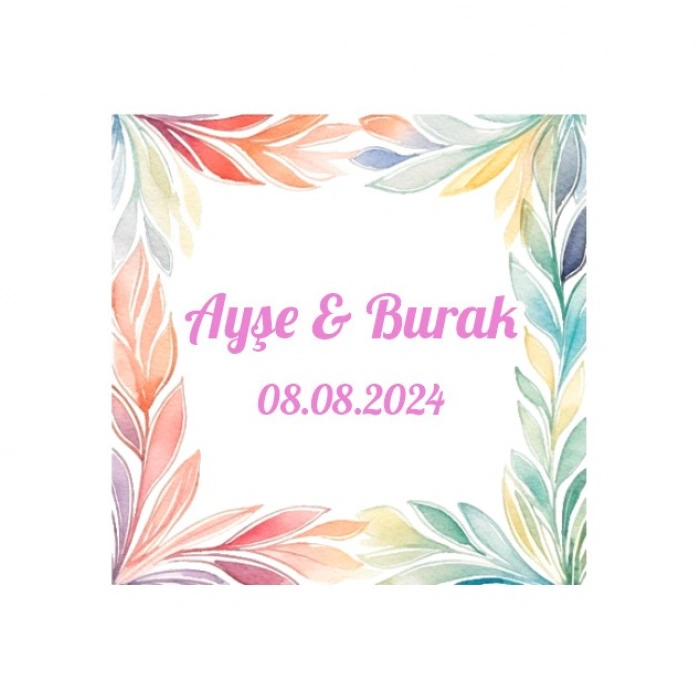 Suluboya Nokta Düğün Etiketi Kına Nişan Düğün 3x3 cm özel etiket / 50 adet sticker